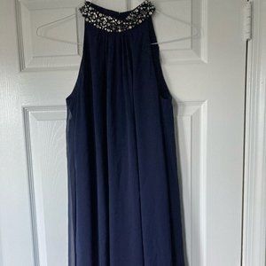 Blue VINCE CAMUTO Dress with Embellished Neckline